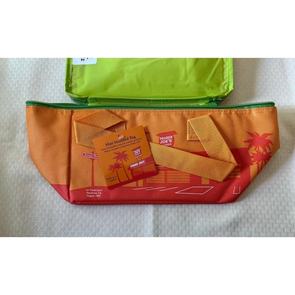 Trader Joe's Orange and Green Mini Insulated Tote NWT